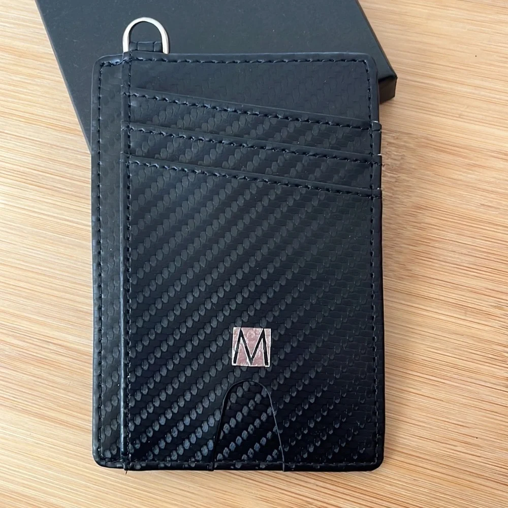 Brand New Montableu Handcrafted Card Holder Slim Front Pocket Wallet Black